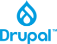 Official Drupal logo representing a flexible, secure, and scalable content management platform